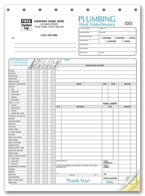 6540 Plumbing Invoice with Checklist 8 1/2 x 11