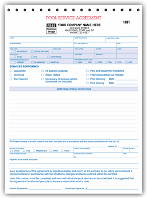 6577 Pool Service Agreements 8 1/2 x 11