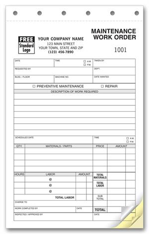 6632 Maintenance Work Orders 5 2/3 x 8 1/2