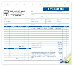 AUT0650 Repair Orders Garage Carbonless Small Format 8 1/2  x 7