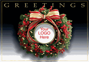 B3168 Wreath Logo Christmas Cards 7 7/8 x 5 5/8