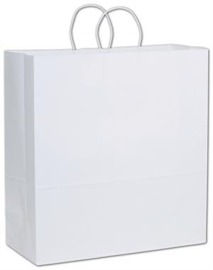 Recycled White Kraft Paper Bags Shoppers Jumbo, 18 x 7 x 19