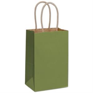 250 Rainforest Green Color-on-Kraft Paper Bags Shoppers 5 1/4