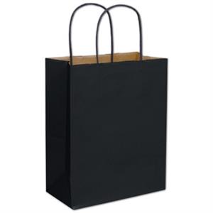 250 Black Color-on-Kraft Paper Bags Shoppers 8 1/4 x 4 3/4 x 10 1/2