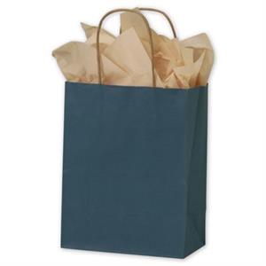 250 Teal Blue Color-on-Kraft Paper Bags Shoppers 8 1/4 x 4 3/4 x 10 1/2