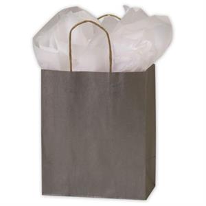 250 Silver Metallic-on-Kraft Paper Bags Shoppers 8 1/4 x 4 3/4 x 10 1/2
