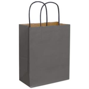 250 Storm Gray Color-on-Kraft Paper Bags Shoppers 8 1/4 x 4 1/4 x 10 3/4