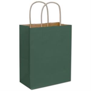 250 Forest Green Color-on-Kraft Paper Bags Shoppers 8 1/4 x 4 1/4 x 10 3/4