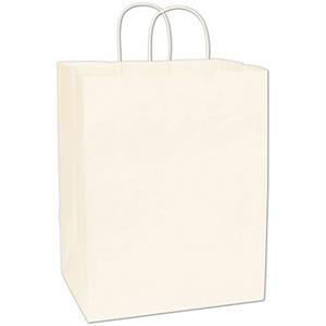 200 Recycled White Kraft Gift Merchandise Paper Bags Shoppers Lindsey 12 x 9 x 15 1/2