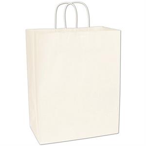 250 White Kraft Gift Merchandise Paper Bags Shoppers Escort 13 x 7 x 17