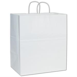 200 White Kraft Paper Shoppers Take Home Bags 14 x 10 x 15 1/2