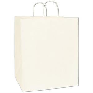 200 White Kraft Paper Shoppers Take Home Bags 14 x 12 x 17