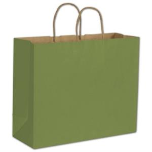 250 Rainforest Green Color on Kraft Shoppers Paper Bags Gift Merchandise 16 x 6 x 12 1/2