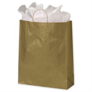 200 Gold Metallic on Kraft Queen Shoppers Paper Bags Gift Merchandise 16 x 6 x 19