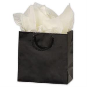 200 Premium Black Gloss Paper Bags Euro-Shoppers 6 1/2 x 3 1/2 x 6 1/2