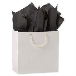 200 Premium White Gloss Paper Bags Euro-Shoppers 6 1/2 x 3 1/2 x 6 1/2