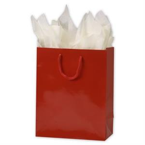 200 Premium Red Gloss Paper Bags Euro-Shoppers 8 x 4 x 10