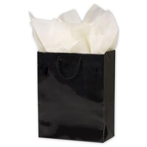 200 Premium Black Gloss Paper Bags Euro-Shoppers 8 x 4 x 10