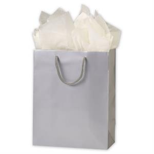 200 Premium Silver Gloss Paper Bags Euro-Shoppers 8 x 4 x 10