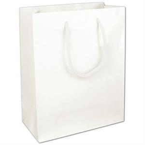 200 Premium White Gloss Paper Bags Euro-Shoppers 8 x 4 x 10