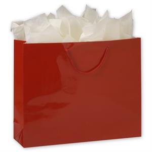 100 Premium Red Gloss Paper Bag Euro-Shoppers 16 x 4 3/4 x 13