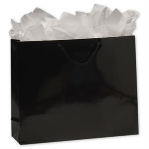 100 Premium Black Gloss Paper Bag Euro-Shoppers 16 x 4 3/4 x 13