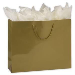 100 Premium Gold Gloss Paper Bag Euro-Shoppers 16 x 4 3/4 x 13