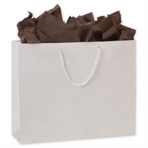 100 Premium White Gloss Paper Bag Euro-Shoppers 16 x 4 3/4 x 13