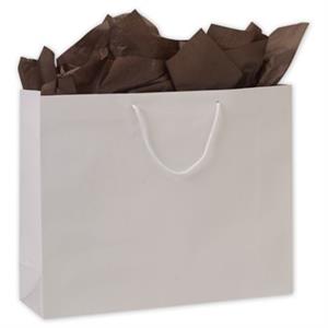 50 Premium White Gloss Paper Bags Euro-Shoppers 20 x 6 x 16