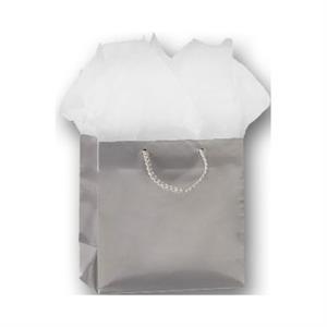 200 Premium Silver Matte Paper Bags Euro-Shoppers 6 1/2 x 3 1/2 x 6 1/2