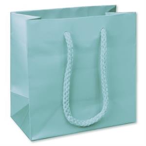 200 Premium Aqua Blue Matte Paper Bags Euro-Shoppers 6 1/2 x 3 1/2 x 6 1/2