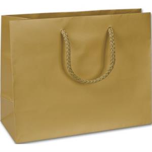 200 Premium Gold Paper Bags Matte Euro-Shoppers 9 x 3 1/2 x 7