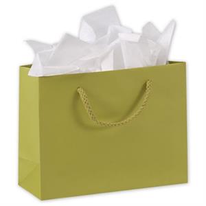 200 Premium Pistachio Green Paper Bags Matte Euro-Shoppers 9 x 3 1/2 x 7