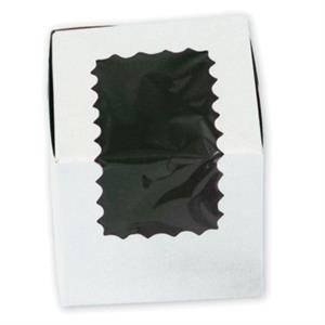 444W-126 White Windowed Cupcake Boxes 1 Cupcake 4