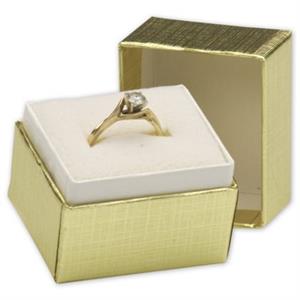 Gold Linen Ring Size Jewelry Boxes 1 1/2 x 1 1/4 x 1 1/2