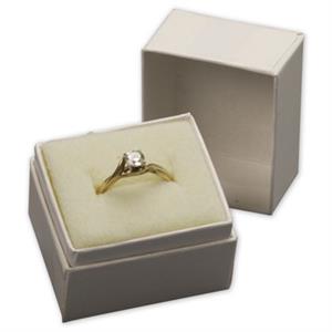 White Krome Ring Size Jewelry Boxes 1 1/2 x 1 1/4 x 1 1/2