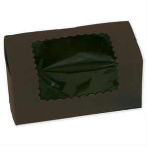 844W-513 Chocolate Brown Windowed Cupcake Boxes 2 Cupcakes 8