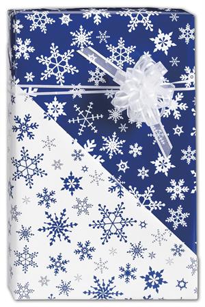Blue Snowflakes Reversible Gift Wrap, 24