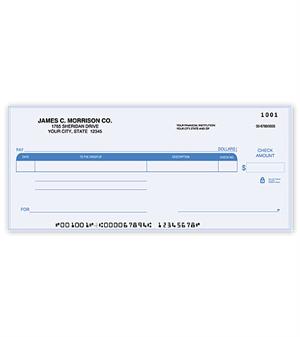 C489 Compact Size One Write Check 8 3/16 x 3 1/8