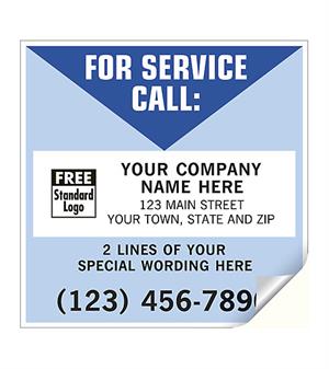 CL10 For Service Call Labels Vinyl White Blue 5 x 5