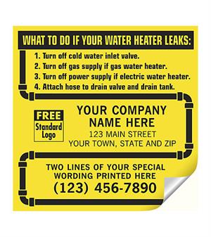 CL15 Water Heater Service Labels with Pipe Border Vinyl 5 x 5