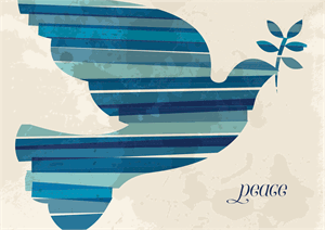 D2500 Blue Striped Dove of Peace Holiday Greeting Cards 7 7/8 x 5 5/8