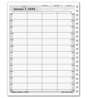 DAY10 DayScan 4 Column Looseleaf Pages 15 Minute Intervals 7am-7pm 8 1/2 x 11