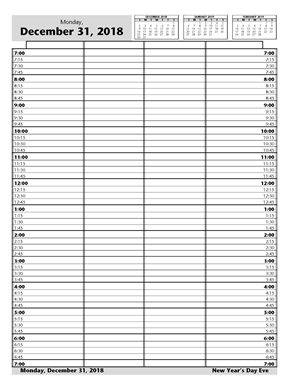 DAY10 4 Column Looseleaf Pages 15 Minute Intervals 7am-7pm 8 1/2 X 11