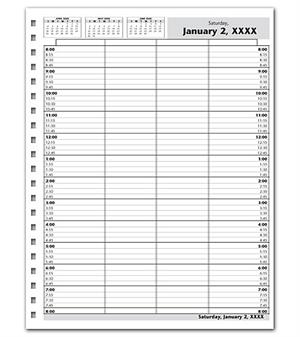 DAY12 DayScan 4 Column Looseleaf Pages 15 Minute Intervals 8am-8pm 8 1/2 x 11