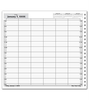 DAY14 DayScan 6 Column Looseleaf Pages 15 Minute Intervals 7am-7pm 12 x 11