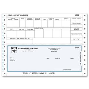 DCB301 Continuous Bottom Payroll Check  9 1/2 x 7