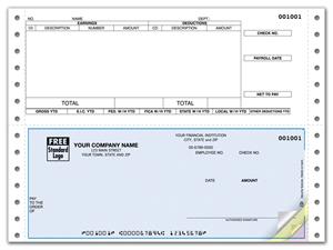 DCB307 Continuous Bottom Payroll Check 9 1/2 x 7