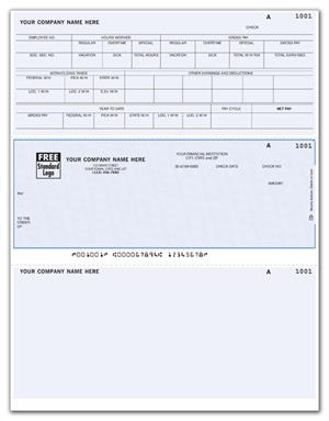 DLM318 Laser Middle Payroll Check 8 1/2 x 11