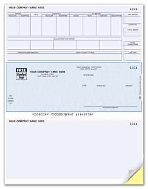 DLM332 Laser Middle Payroll Check Compatible with Timberline 8 1/2 x 11